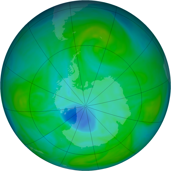 Antarctic ozone map for 21 December 2005